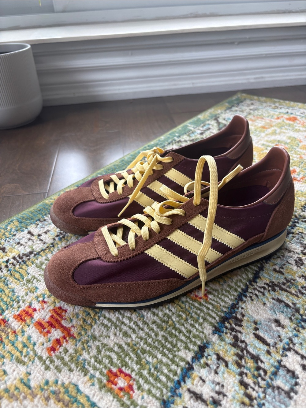 adidas women’s Burgundy, Brown & Yellow Retro Runner Sneakers